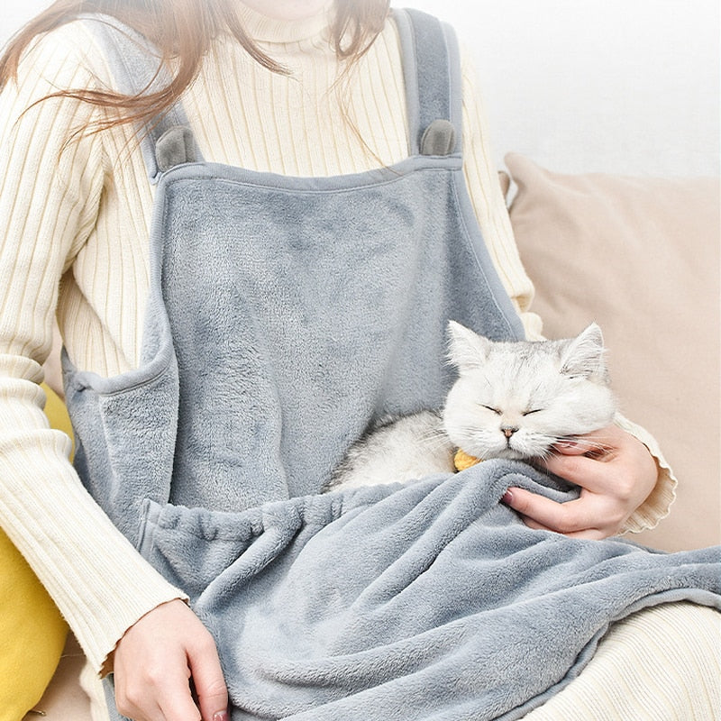 A gray color cat carrier apron