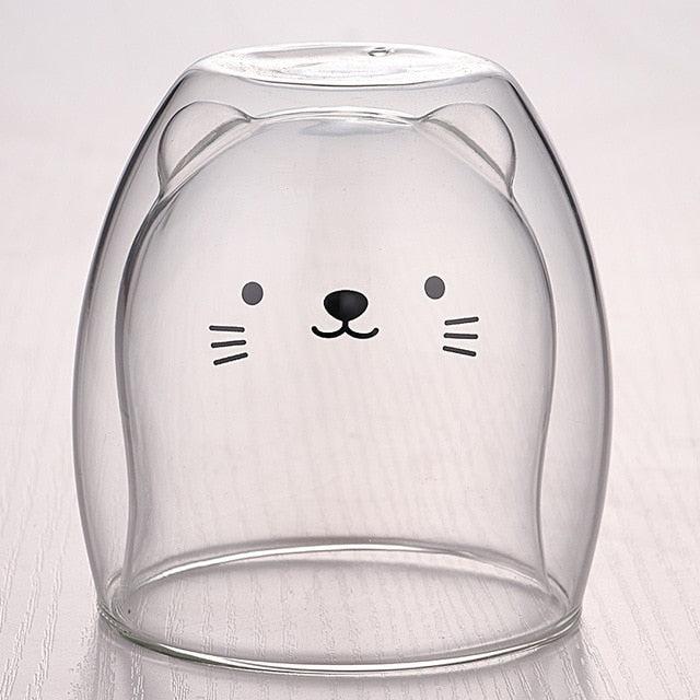 Double-Layer Cat Glass Mug