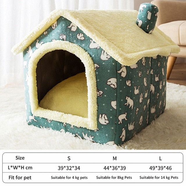 Acogedora casa para gatos de invierno