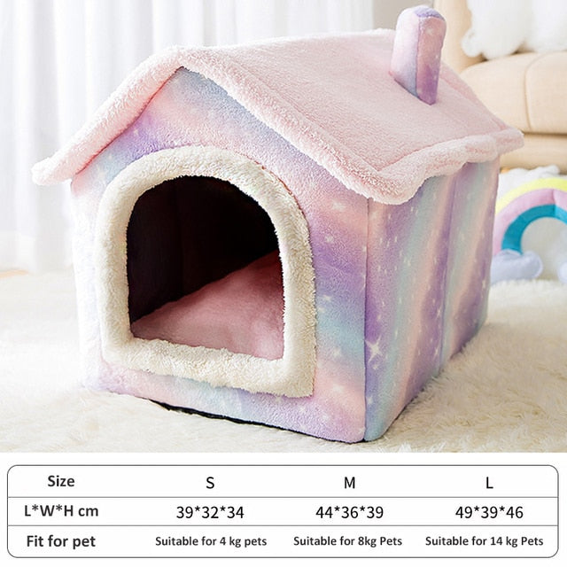 Acogedora casa para gatos de invierno