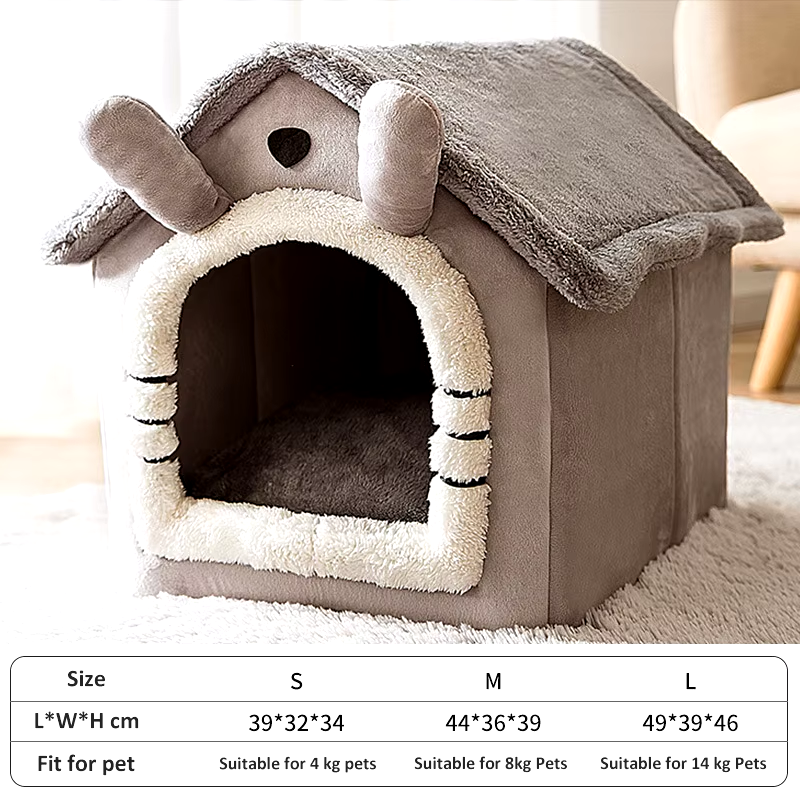 Acogedora casa para gatos de invierno