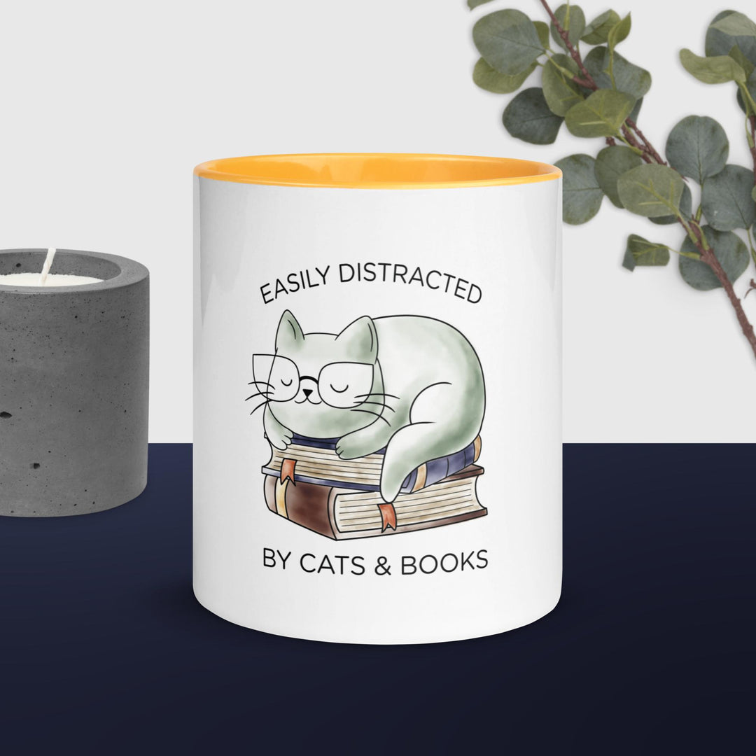 Easily Distracted By Cats & Books Mug