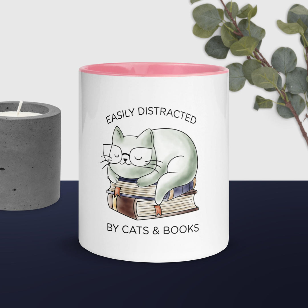 Easily Distracted By Cats & Books Mug
