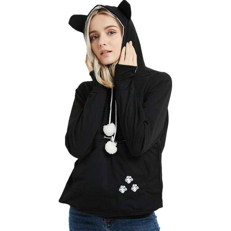 Black Cat Pouch Hoodie 
