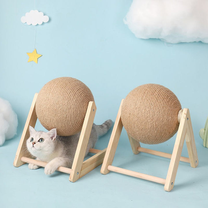 Wooden Fixed Kitty Scratching Ball